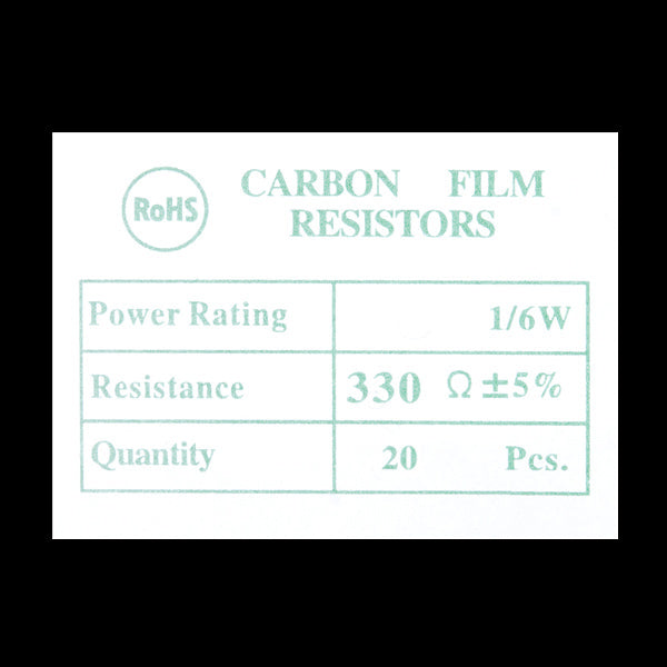 Resistor 330 Ohm 1/6 Watt PTH - 20 pack